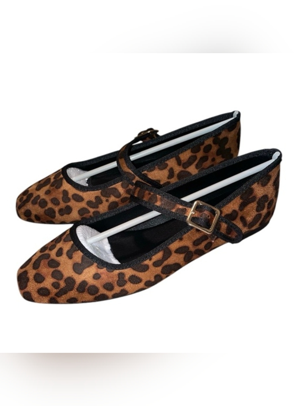 ROMWE Leopard Print Mary Jane Flats - Brown & Black Trim size 8. NIB